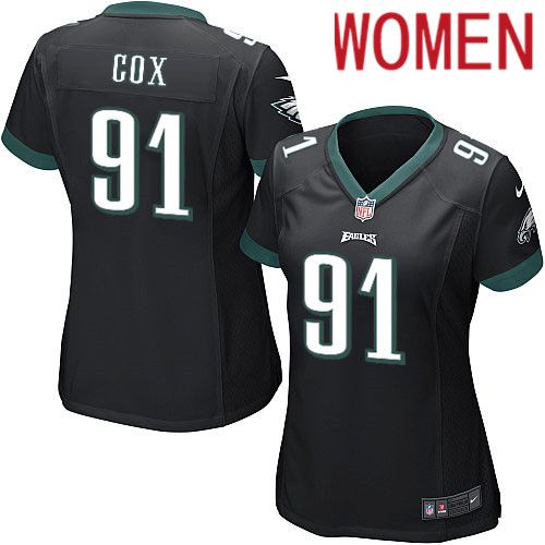 Women Philadelphia Eagles 91 Fletcher Cox Nike Black Game NFL Jersey